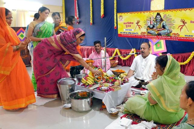 Rudrabhishek celebrated in Maharishi Vidya Mandir Prayagraj Naini
